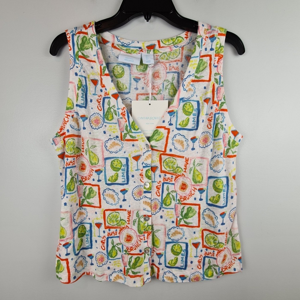 Cynthia Rowley Girls Just Want To Have‎ Brunch Large Top Sleeveless Citrus Vacay